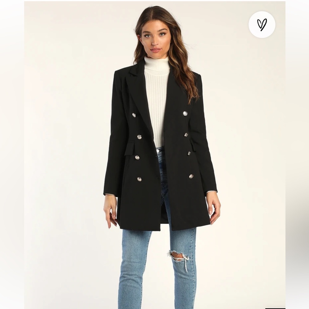 Lulu’s Black Double Breasted Blazer / Coat size small - Picture 5 of 7